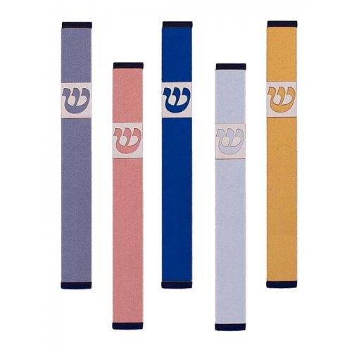 Pillar Mezuzah Case with Curving Shin in Light Colors at 5 Inches Height - Agayof