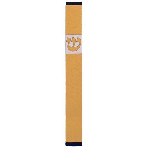 Pillar Mezuzah Case with Curving Shin in Light Colors at 5 Inches Height - Agayof