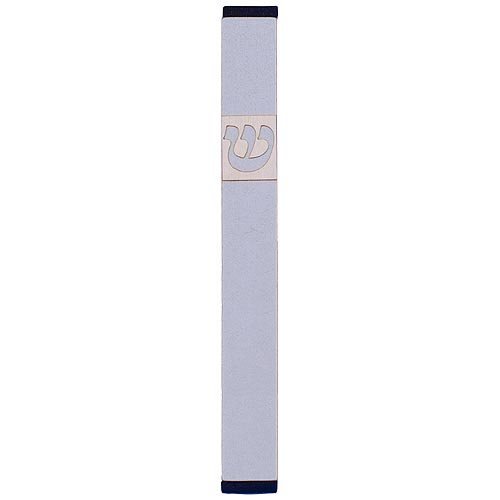 Pillar Mezuzah Case with Curving Shin in Light Colors at 5 Inches Height - Agayof