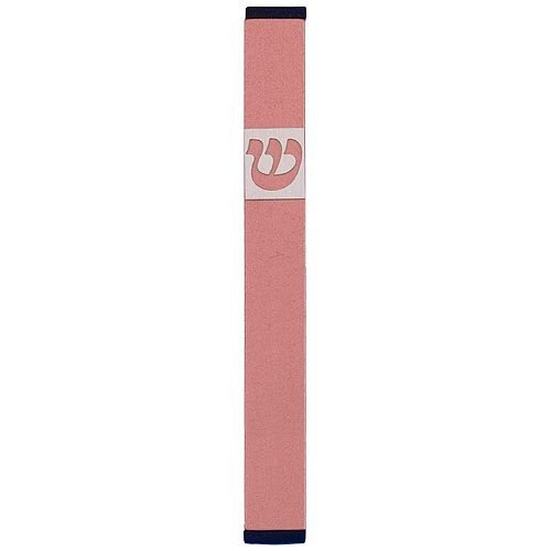 Pillar Mezuzah Case with Curving Shin in Light Colors at 5 Inches Height - Agayof
