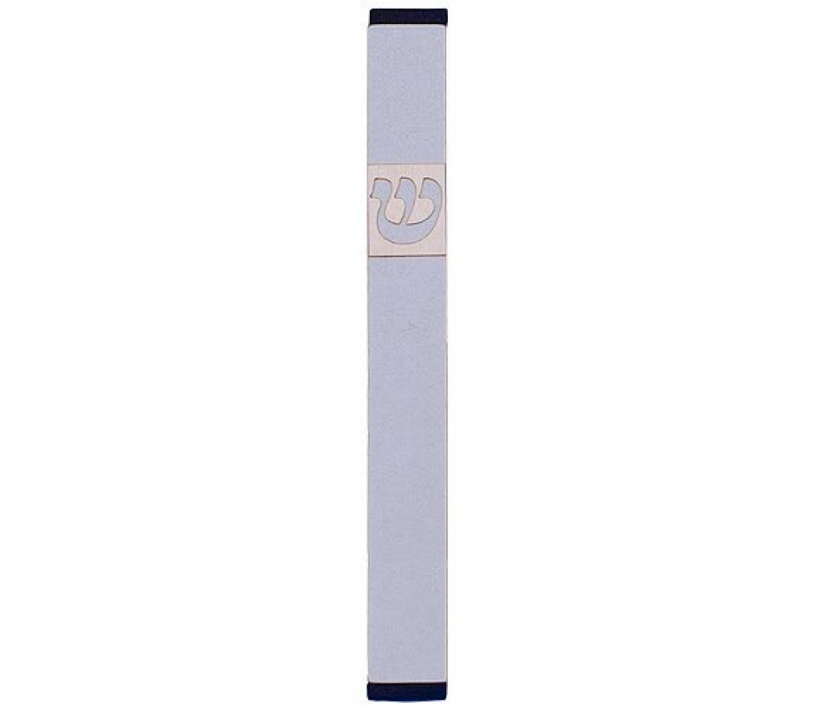 Pillar Mezuzah Case with Curving Shin in Light Colors at 5 Inches Height - Agayof