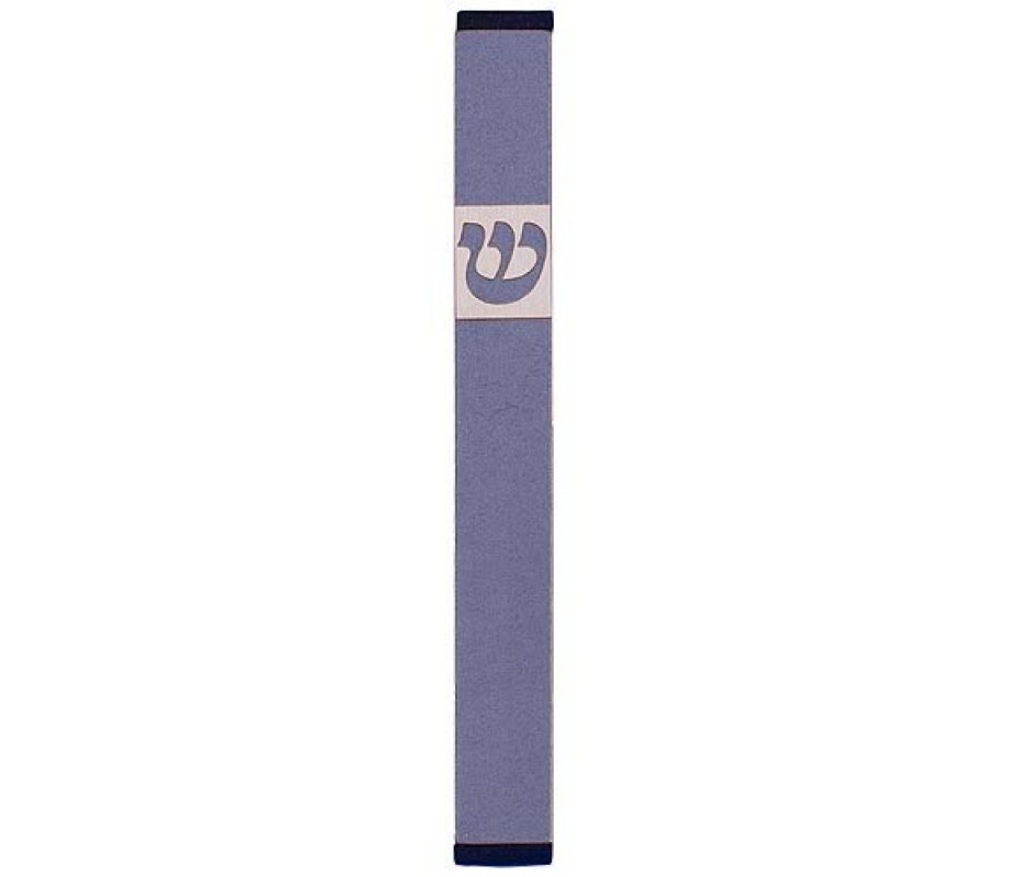 Pillar Mezuzah Case with Curving Shin in Light Colors at 5 Inches Height - Agayof