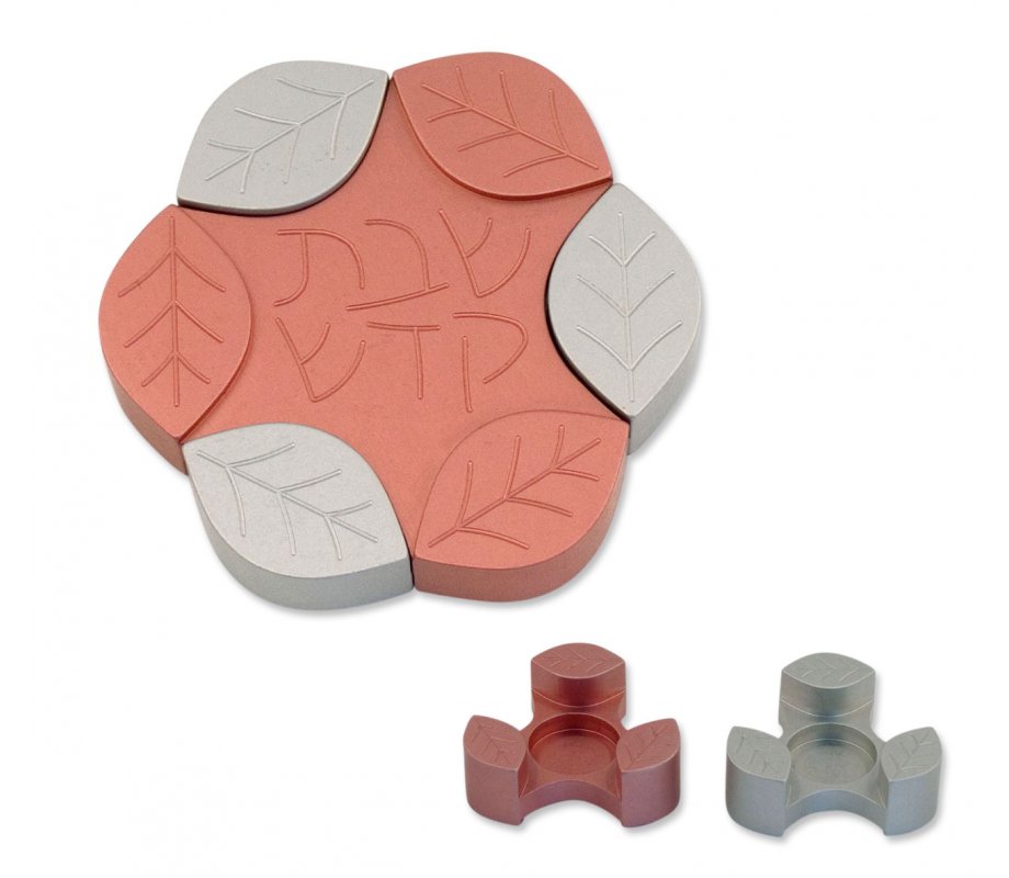 Pink Anodized Aluminum Travel Candle Holder, Leaf Collection - Avner Agayof