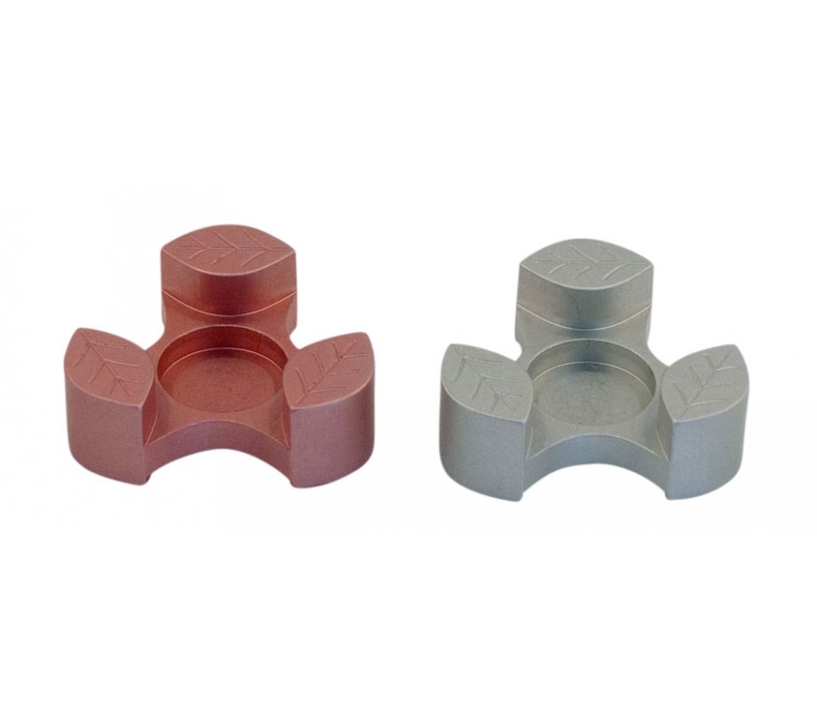 Pink Anodized Aluminum Travel Candle Holder, Leaf Collection - Avner Agayof