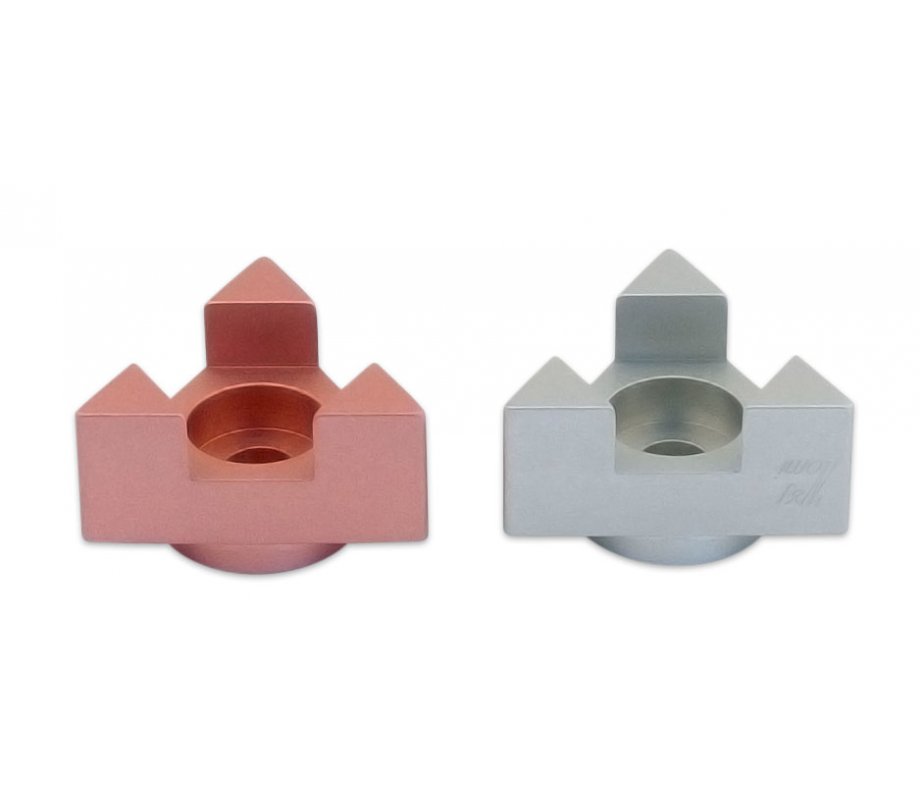 Pink Anodized Aluminum Travel Shabbat Candlesticks, Star Of David - Avner Agayof