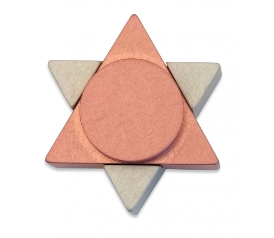 Pink Anodized Aluminum Travel Shabbat Candlesticks, Star Of David - Avner Agayof