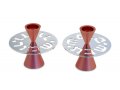 Pink Contemporary Candlesticks, Shabbat Shalom Disc - Avner Agayof