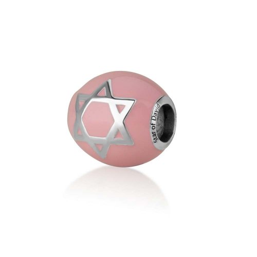 Pink Enamel Star of David Charm - Sterling Silver