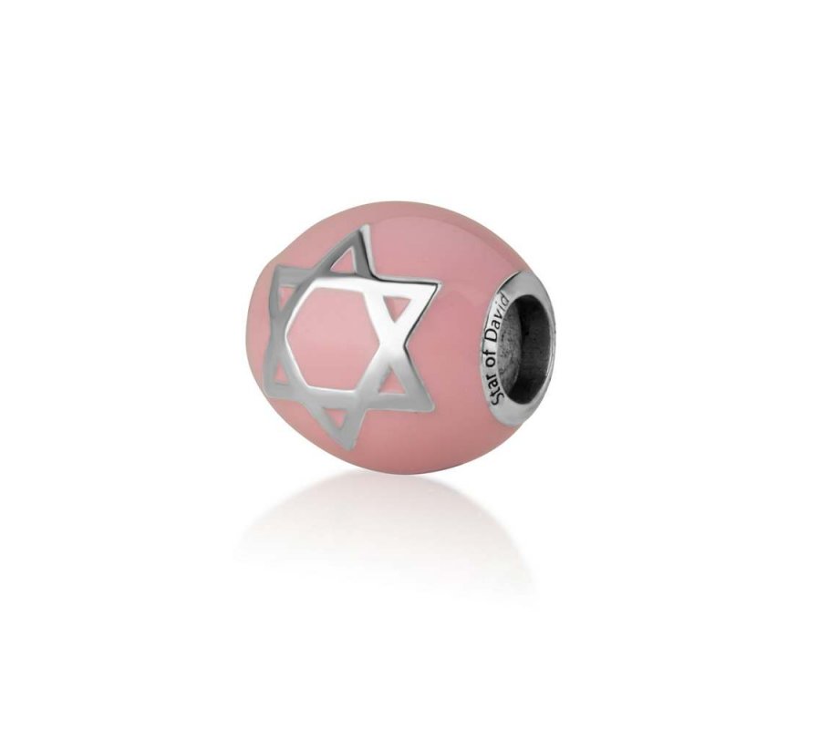 Pink Enamel Star of David Charm - Sterling Silver