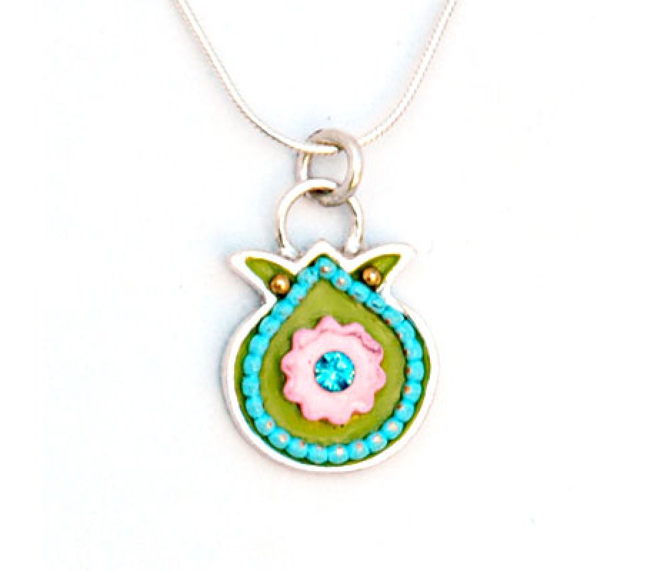 Pink-Green Pomegranate Necklace - Ester Shahaf