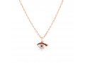 Plated Rose Gold on Sterling Silver Necklace, Blue and White Zircons - Evil Eye Charm