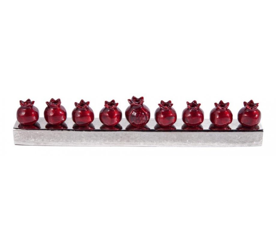 Pomegranate Anodized Aluminum Chanukah Menorah, Red - Yair Emanuel