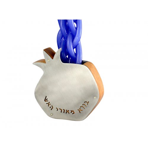 Pomegranate Candle Holder - Wood and Stainless Steel by Shraga Landesman