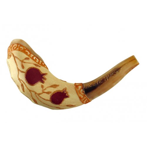 Pomegranate Hand Painted Light Ram's Horn Shofar