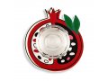 Pomegranate Shaped Honey Dish with Glass Bowl, Lively Colors - Dorit Judaica