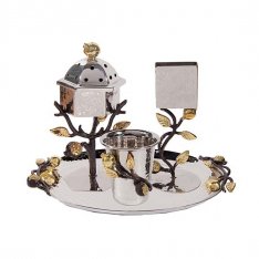 Pomegrate Design Havdalah Set, Two Tone Stainless Steel - Yair Emanuel