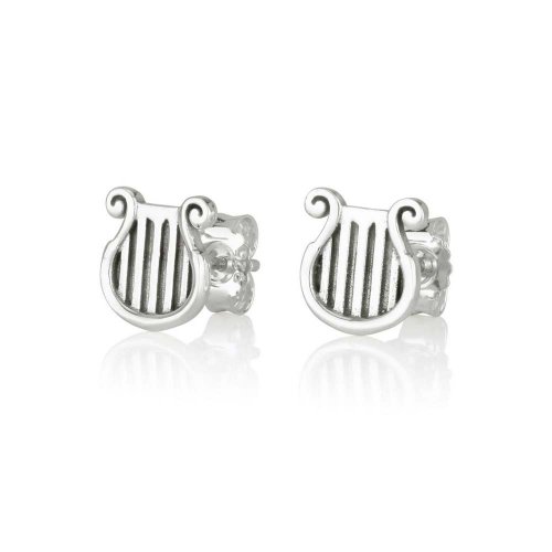 Pure Sterling Silver Earrings - Lyre of King David Image