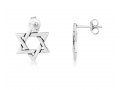 Pure Sterling Silver Earrings - Star of David Interlocking