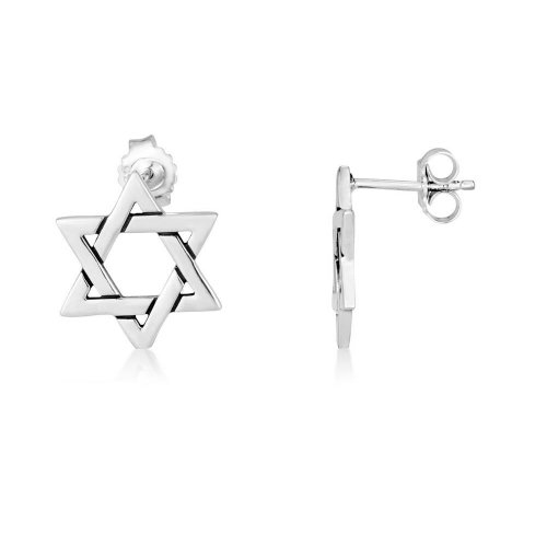 Pure Sterling Silver Earrings - Star of David Interlocking