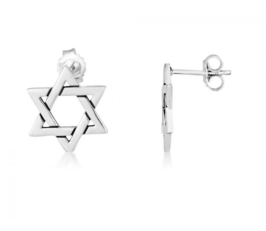 Pure Sterling Silver Earrings - Star of David Interlocking