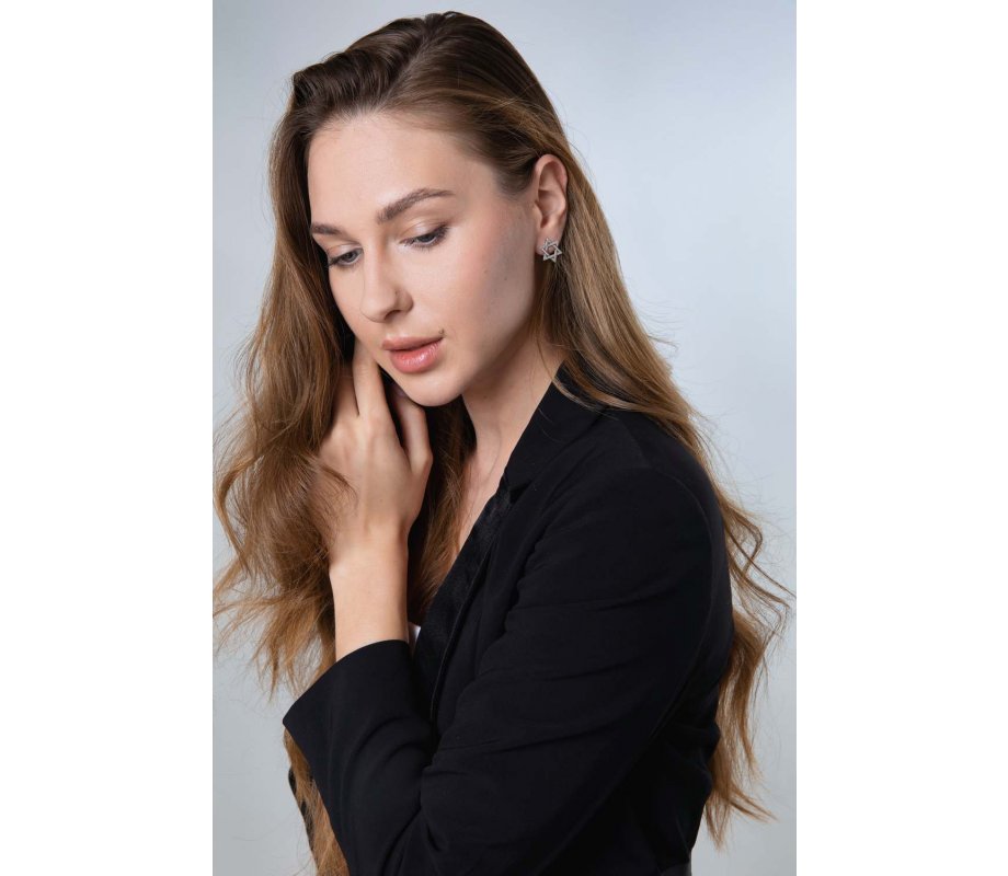 Pure Sterling Silver Earrings - Star of David Interlocking