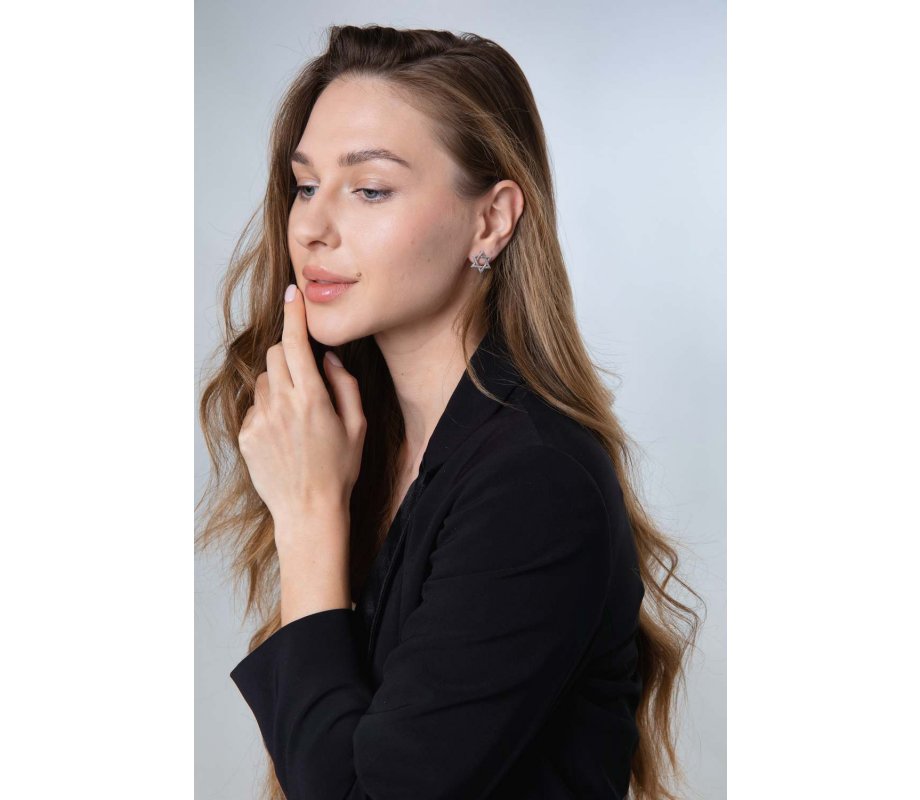 Pure Sterling Silver Earrings - Star of David Interlocking