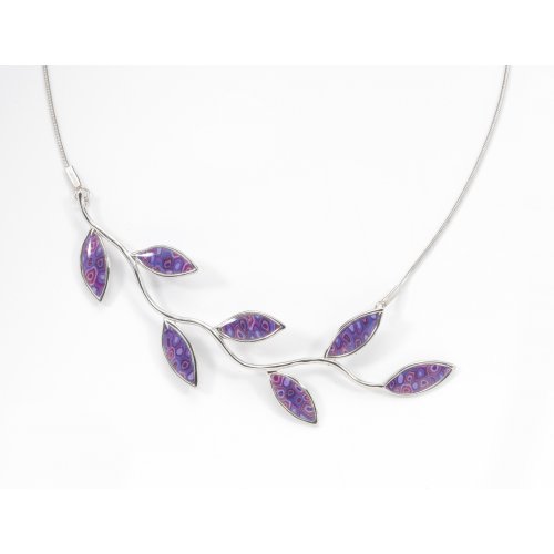 Purple Olive Leaf Branch Necklace by Adina Plastelina SALE PRICE - 1 LEFT IN STOCK !!