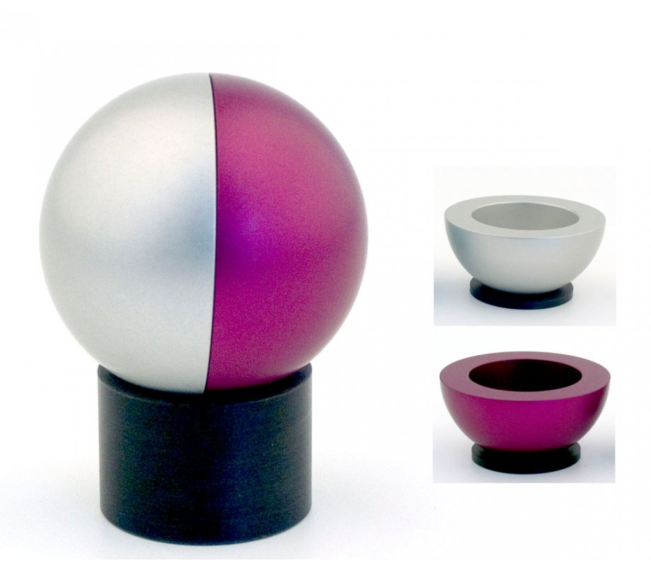 Purple Travelling Aluminum Shabbat Candlesticks Ball Series by Agayof