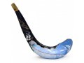 Rams Horn Shofar Hand Painted in Israel - Blue Jacobs Ladder with Gold Elements