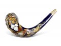 Rams Horn Shofar, Hand Painted in Israel - Lion of Judah with Gold Tints