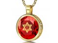 Red Shema Star of David Goldfilled Pendant By Nano Jewelry