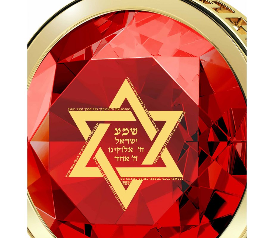 Red Shema Star of David Goldfilled Pendant By Nano Jewelry