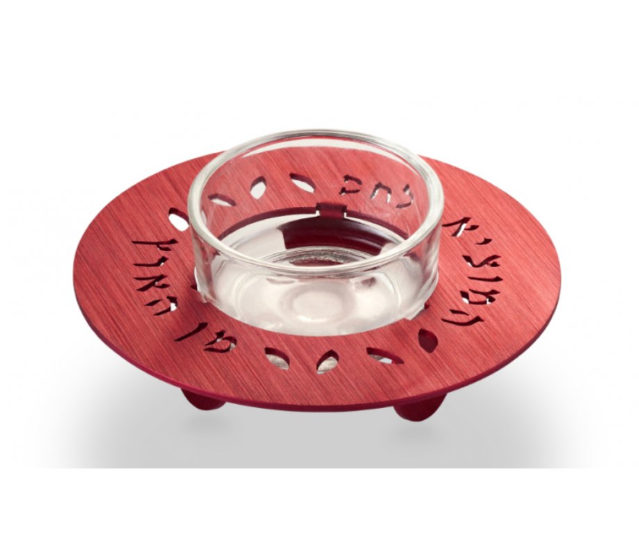 Red Anodized Aluminum Round Salt Holder for Shabbat by Adi Sidler