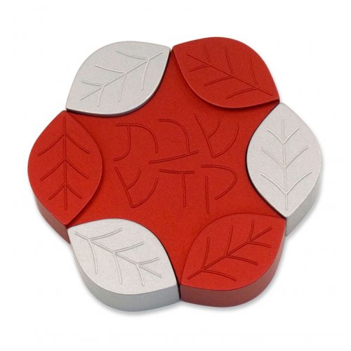 Red Anodized Aluminum Travel Candle Holders, Leaf Collection - Avner Agayof