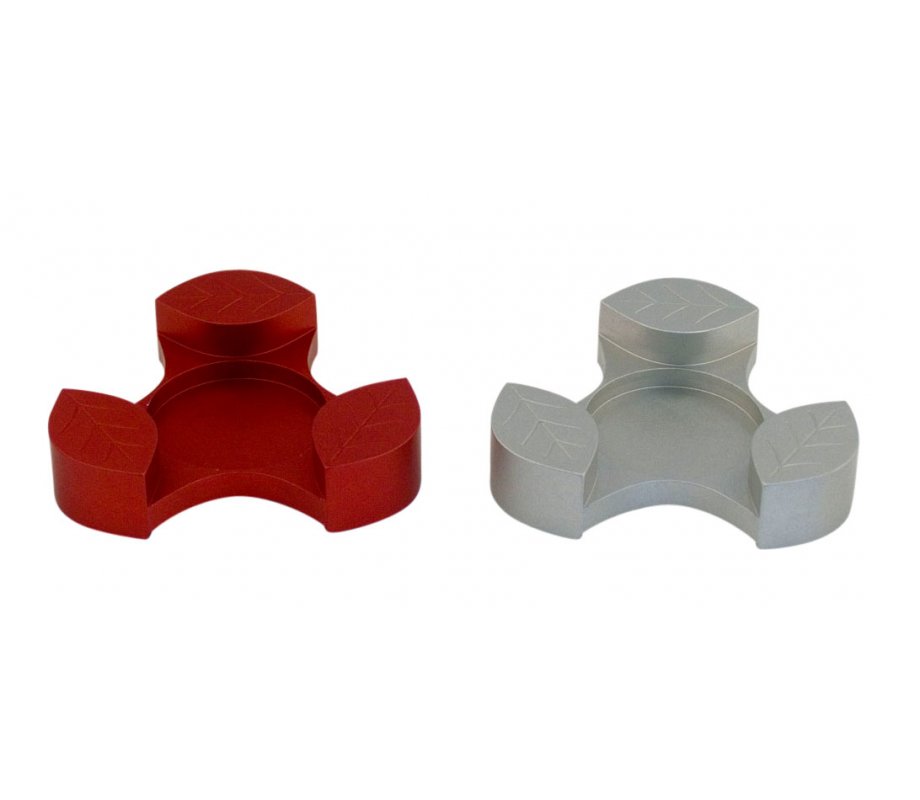 Red Anodized Aluminum Travel Candle Holders, Leaf Collection - Avner Agayof