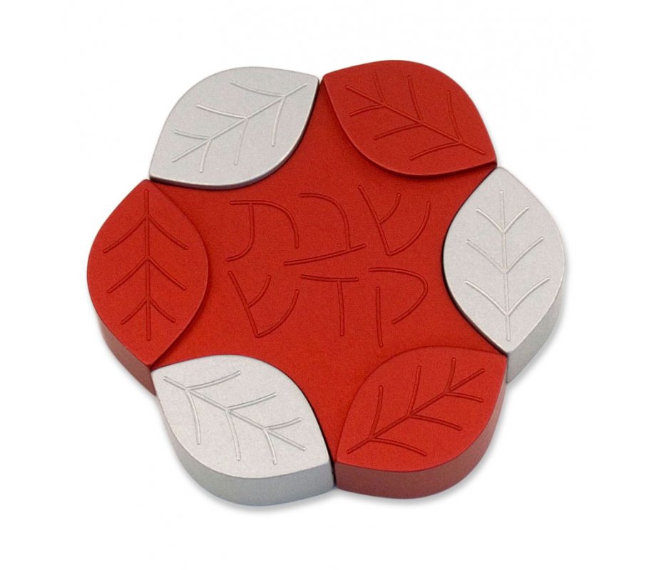 Red Anodized Aluminum Travel Candle Holders, Leaf Collection - Avner Agayof