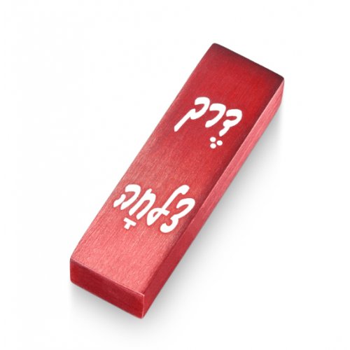 Red Brushed Aluminum Car Mezuzah, Safe Journey in Hebrew - Adi Sidler