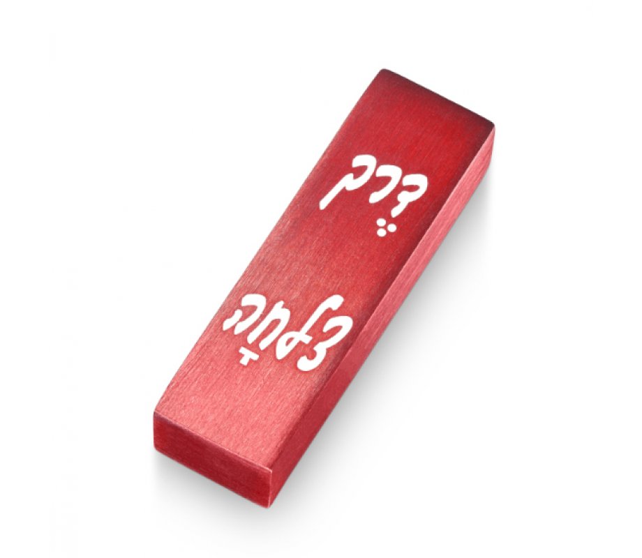 Red Brushed Aluminum Car Mezuzah, Safe Journey in Hebrew - Adi Sidler
