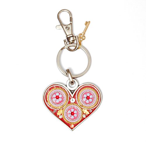 Red Heart with Flower Keychain by Shahaf