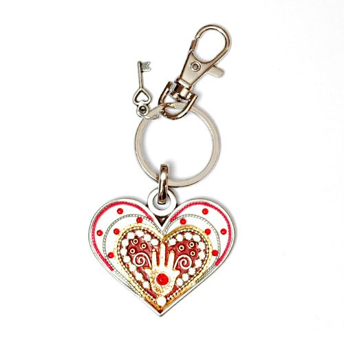 Red Heart with Hamsa keychain - Ester Shahaf
