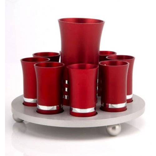 Red Kiddush Cup Set by Agayof
