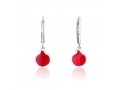 Red Pomegranates Dangle Earrings - Sterling Silver
