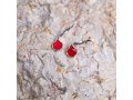 Red Pomegranates Dangle Earrings - Sterling Silver