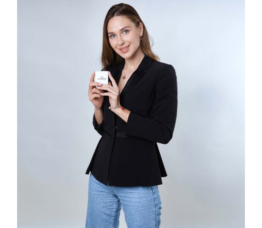 Red Pomegranates Dangle Earrings - Sterling Silver