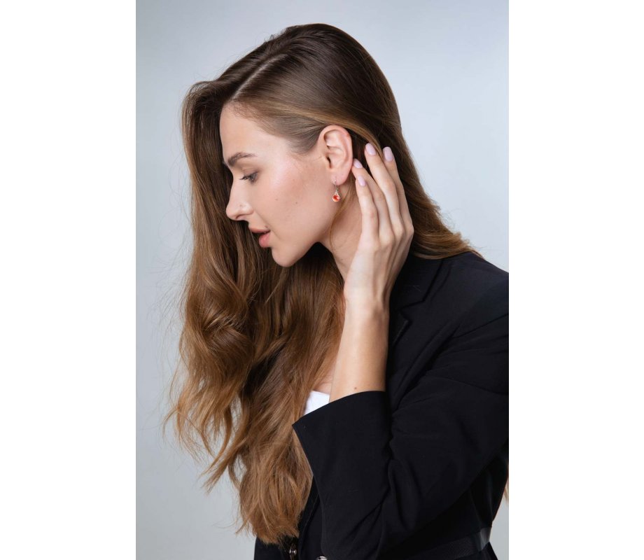 Red Pomegranates Dangle Earrings - Sterling Silver