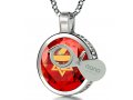 Red Silver Star of David Necklace with Shema Yisrael Prayer by Nano Jewelry