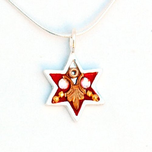 Red Star of David Necklace by Ester Shahaf