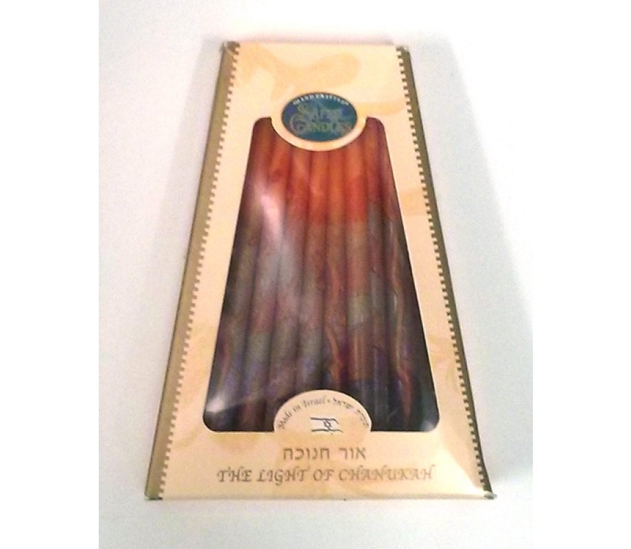 Red and Orange Fiery Colors of Handmade Safed Dripless Hanukkah Candles -