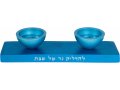 Reversible Hanukkah Menorah and Shabbat Candlesticks, Turquoise - Yair Emanuel