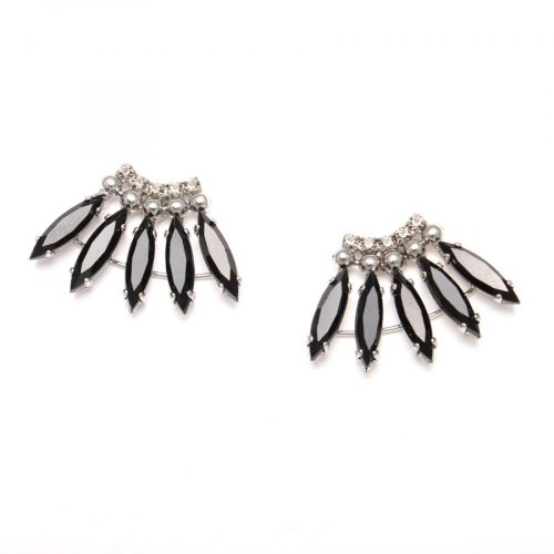 Rhodium Plated Silver Black Spike Earrings from the Pearl Jam Collection by Amaro